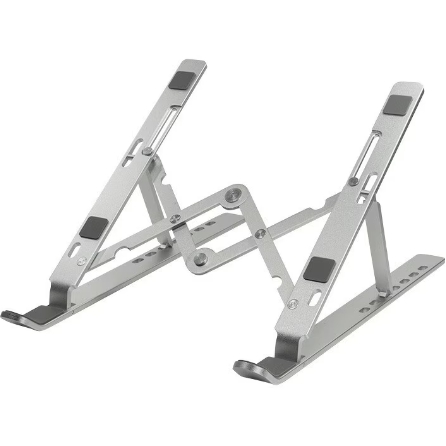 Suport de Birou pt Notebook 7 Pozitii Suporta Dimensiuni 10-16Inch Pliabil Aluminiu Suport Antiderapant Argintiu