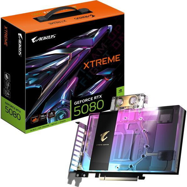 Placa video Gigabyte Aorus GeForce RTX 5080 Xtreme Waterforce WB 16G, 16384 MB GDDR7