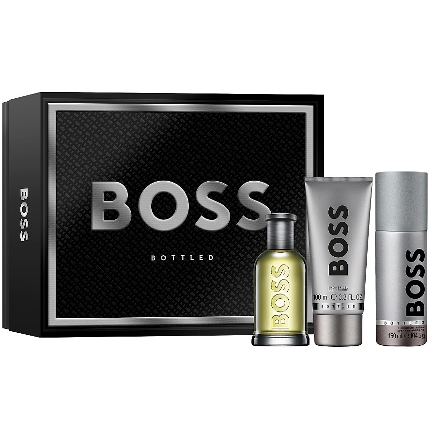 Set cadou Hugo Boss Boss Bottled, Barbati, Apa de Toaleta (Continut set: 100 ml Apa de Toaleta + 150 ml Gel de Dus + 150 ml Deodorant spray)