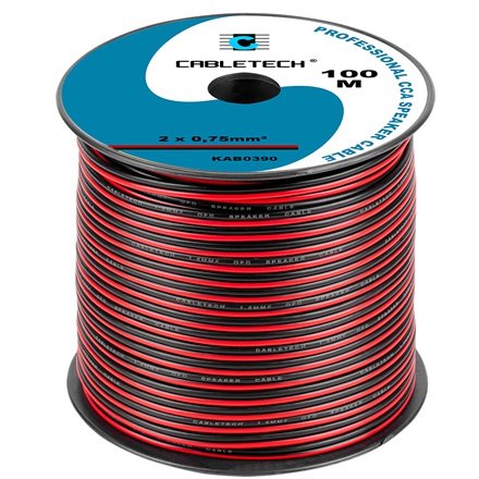 Cablu difuzor CCA, 2 x 0.75 mm2, culoare negru-rosu, rola 100m KAB0390
