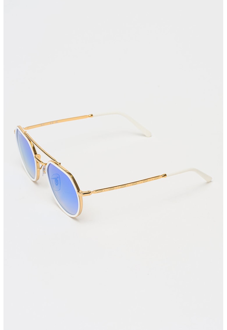 Oferte la Ochelari de soare rotunzi unisex - Alb/Auriu