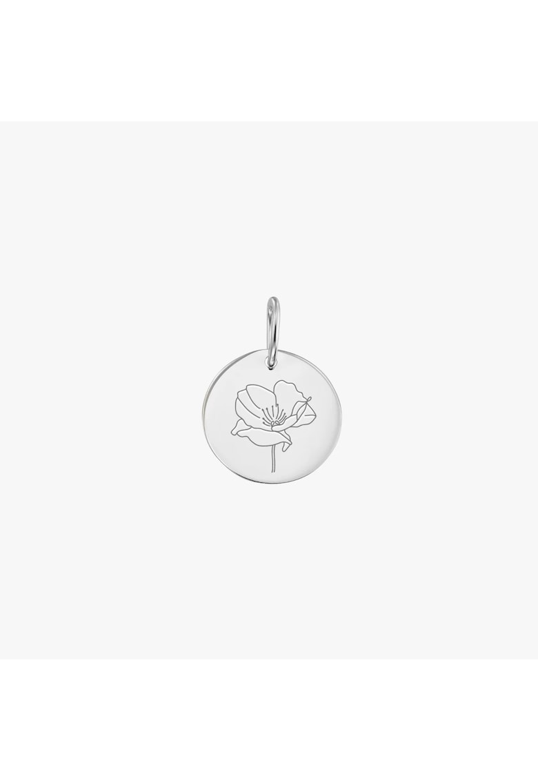 Pandantiv din aur alb Birthflower - August Poppy