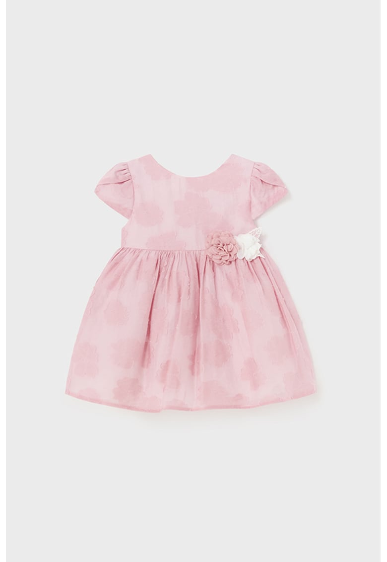 Rochie evazata cu imprimeu floral - Roz prafuit