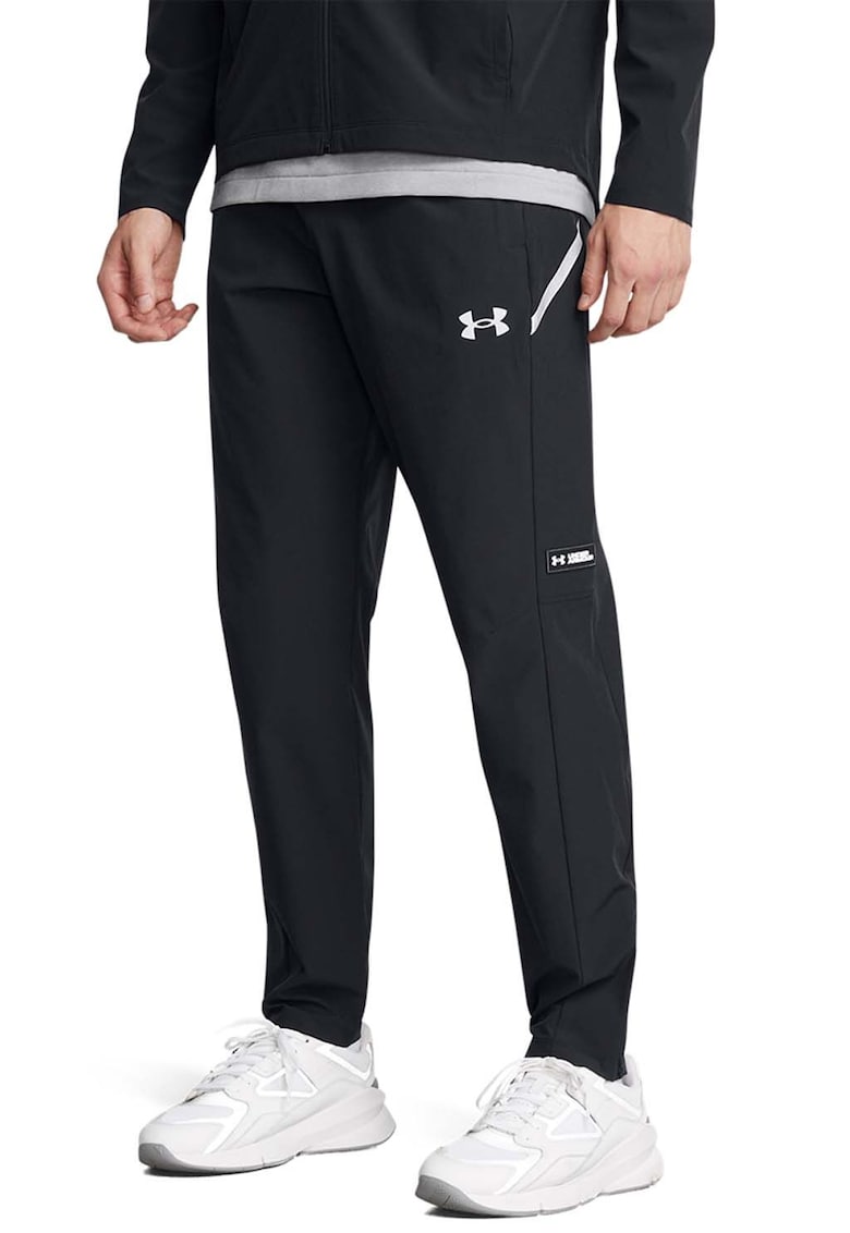 Pantaloni tricotati cu talie elastica - pentru fitness - Alb/Negru