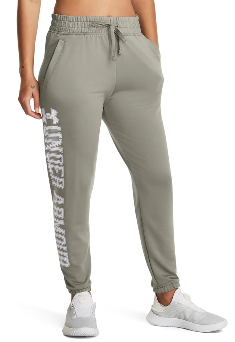 Pantaloni din amestec de lyocell cu imprimeu logo supradimensionat pentru fitness Rival - Grej