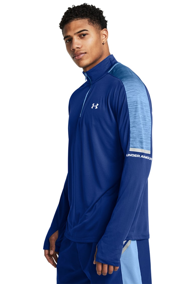 Bluza cu fenta cu fermoar pentru fitness Core+ Tech - Albastru royal/Albastru deschis
