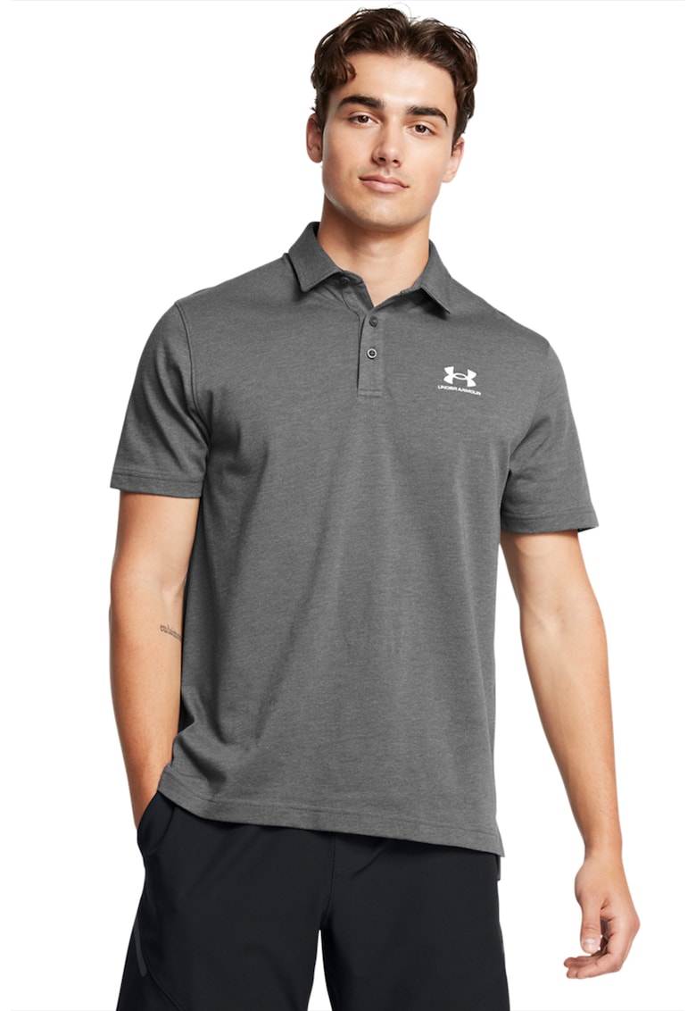Tricou polo cu detaliu logo - pentru fitness - Gri inchis