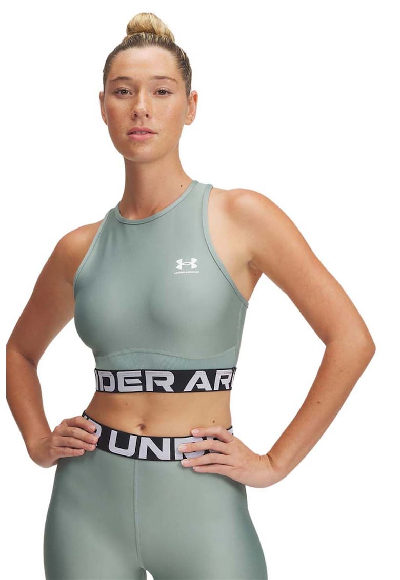 Top crop cu banda logo pentru fitness - Verde menta