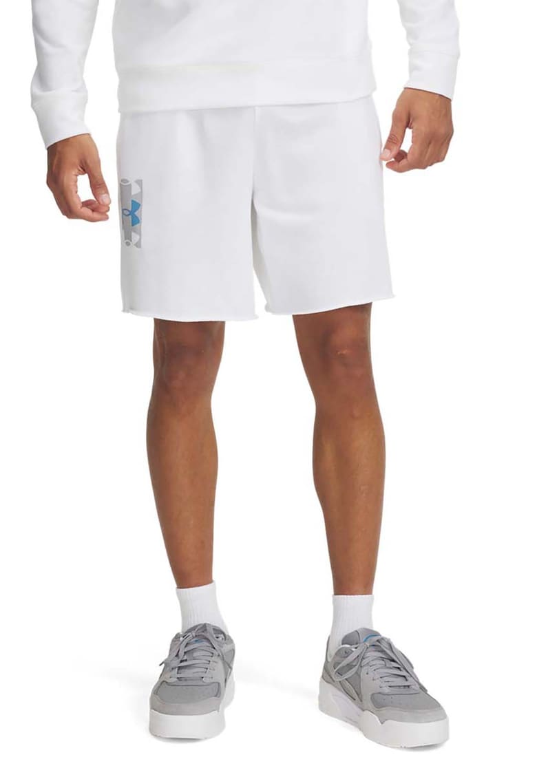 Pantaloni scurti din amestec de bumbac cu snur in talie - Alb
