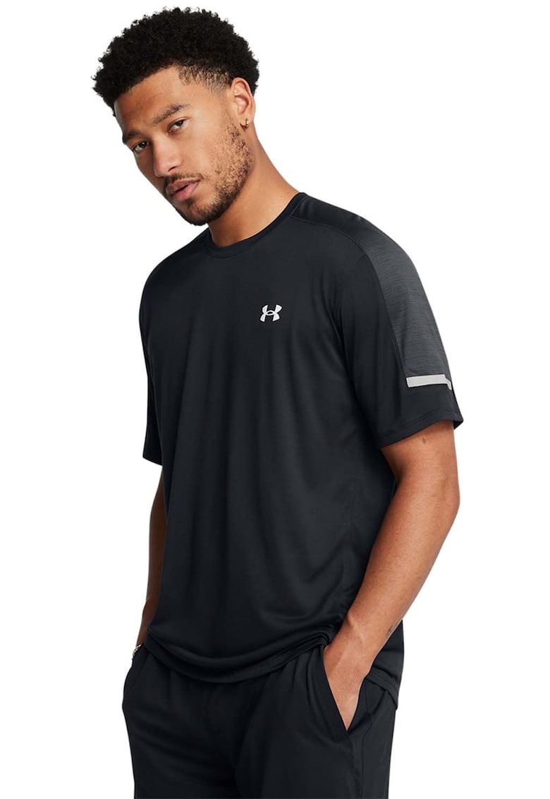 Tricou cu detaliu logo pentru fitness Core+ Tech - Negru