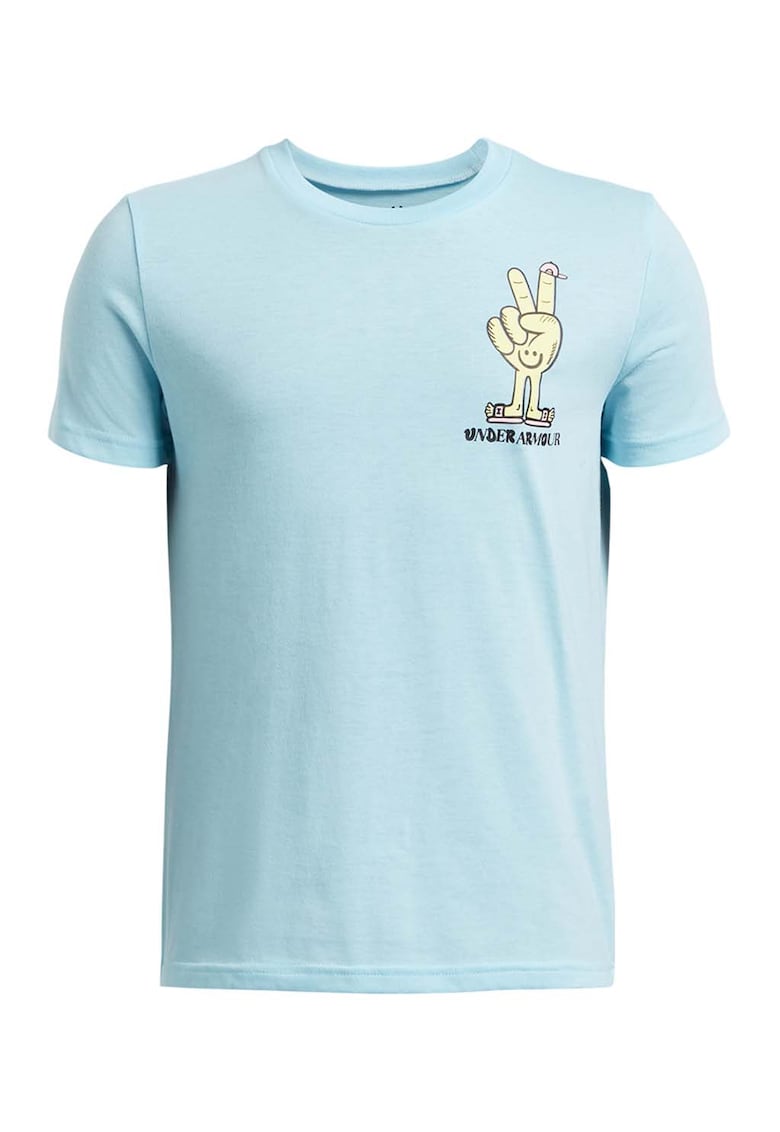 Tricou din amestec de bumbac cu logo - Albastru deschis