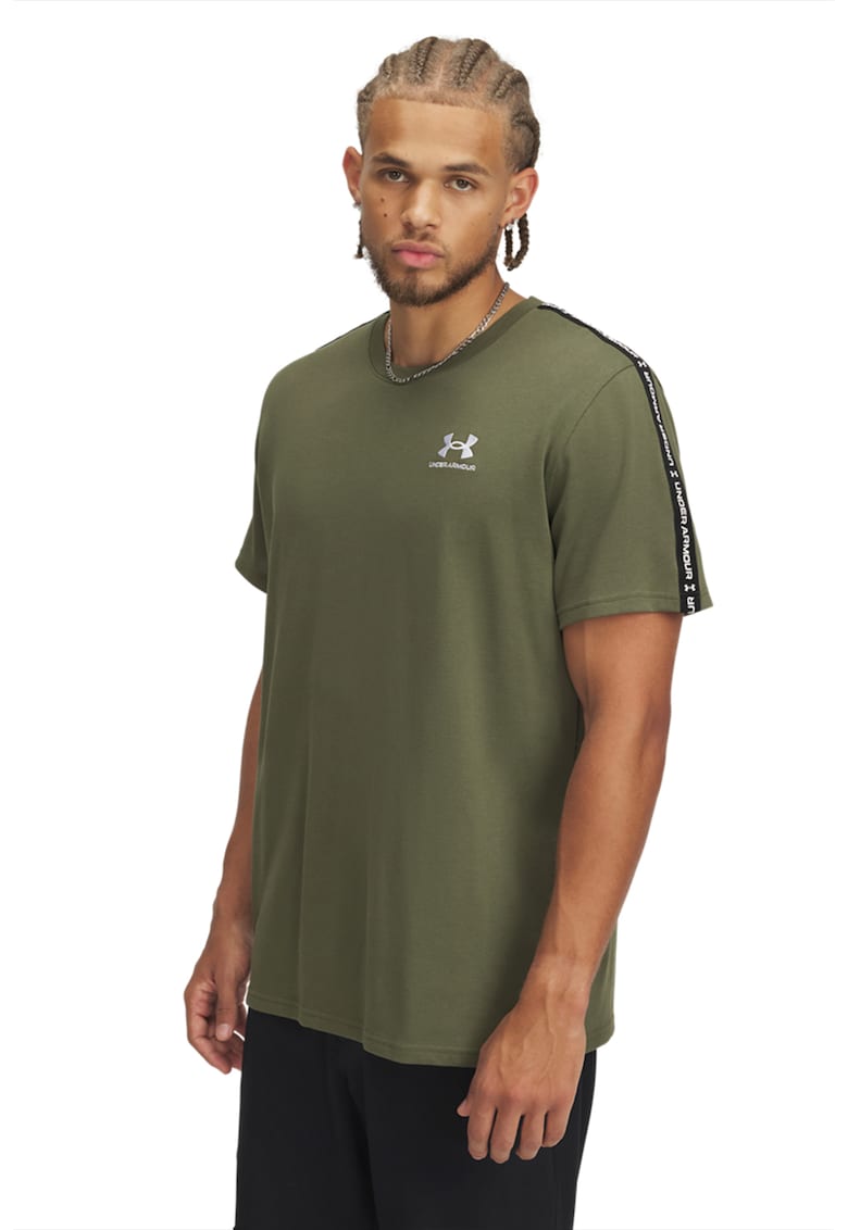 Tricou din amestec de bumbac cu banda logo Heavyweight Icon - Verde masliniu