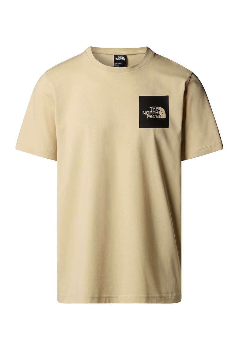 Tricou cu decolteu la baza gatului si logo pe piept - Bej inchis