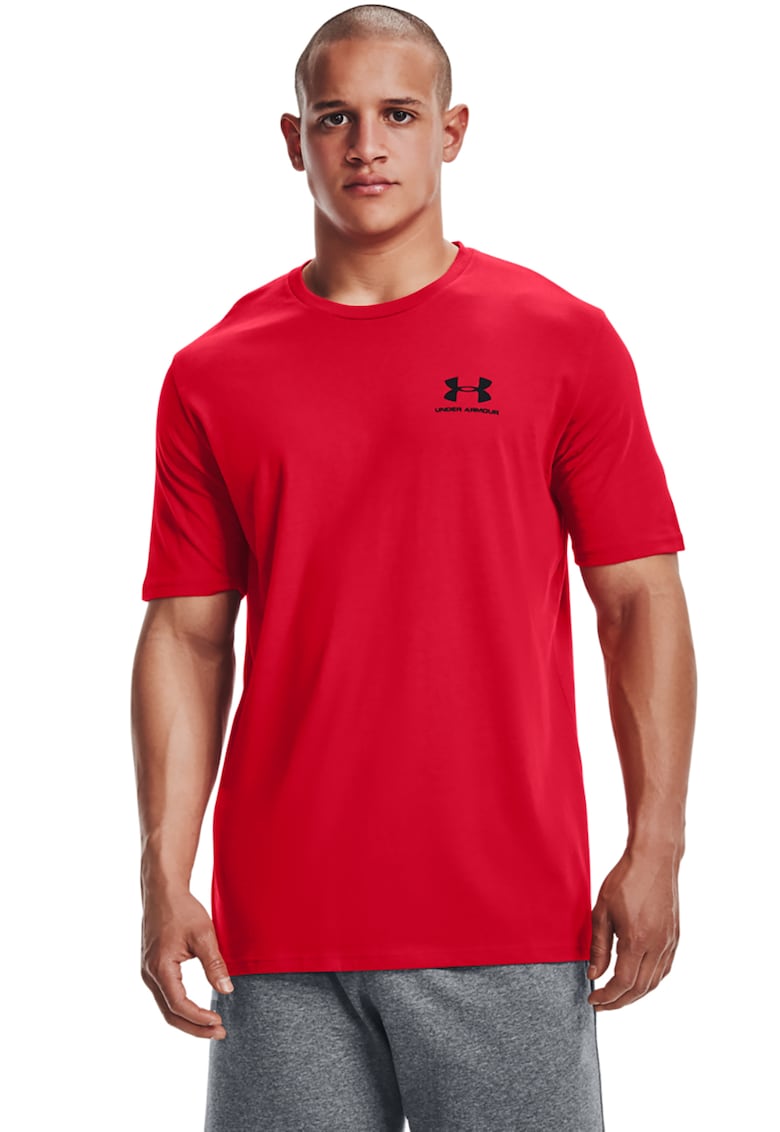 Tricou cu decolteu rotund - pentru fitness Sportstyle - Rosu/Negru