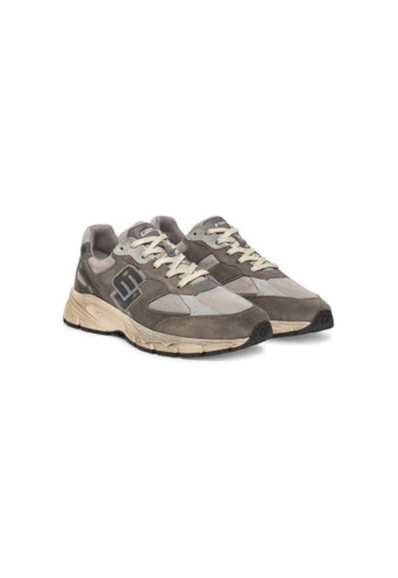 Pantofi sport barbati - BB5017 PX645 -  Piele naturala - Gri - Gri