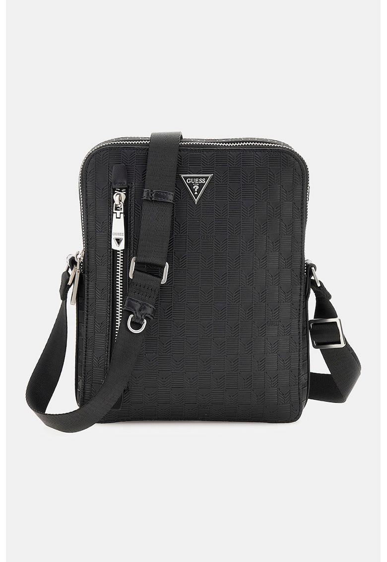 Geanta crossbody din piele ecologica cu logo - Negru/Gri inchis