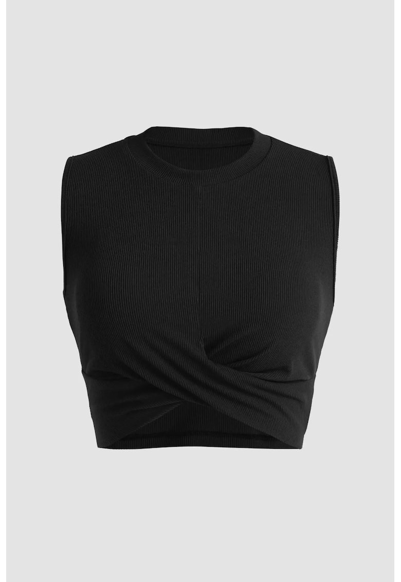 Maiou crop -  tricotat - asimetric - negru - poliester -