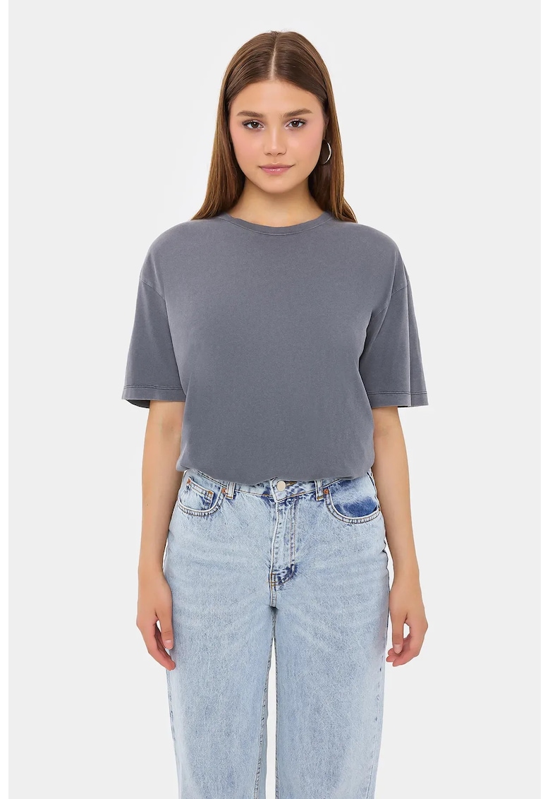 Tricou dama -  Relaxed Fit - bumbac - gri