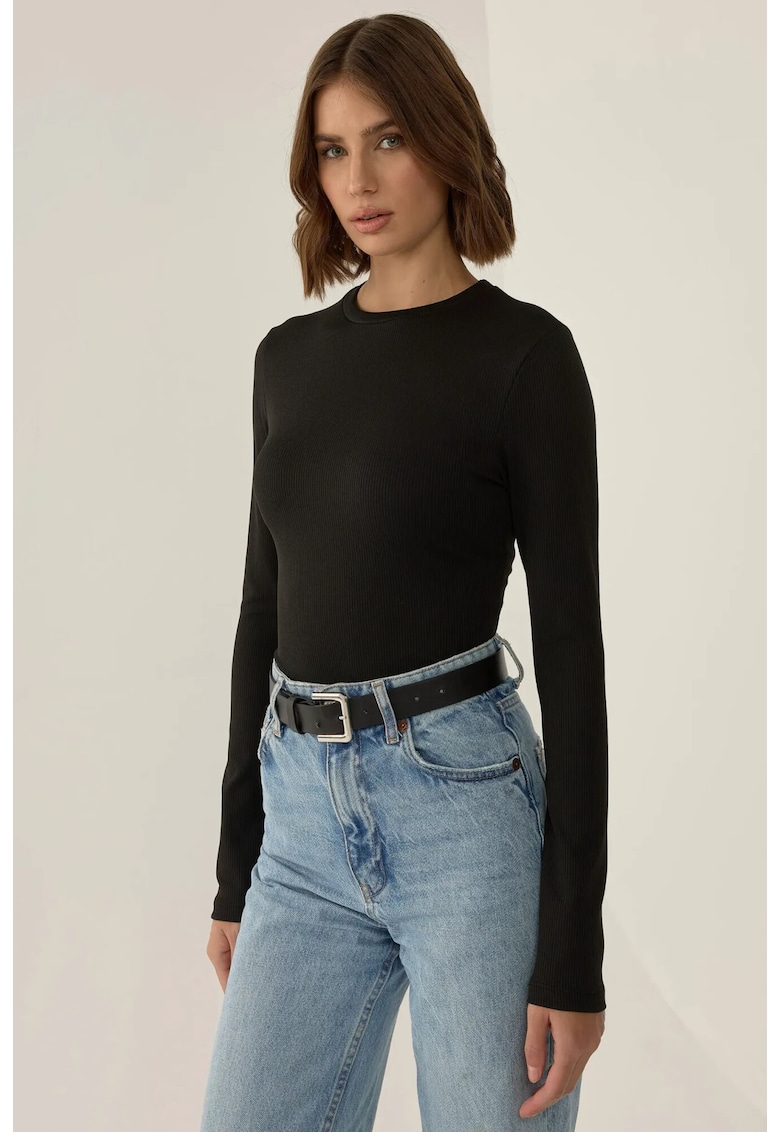 Body  slim fit - maneca lunga - negru