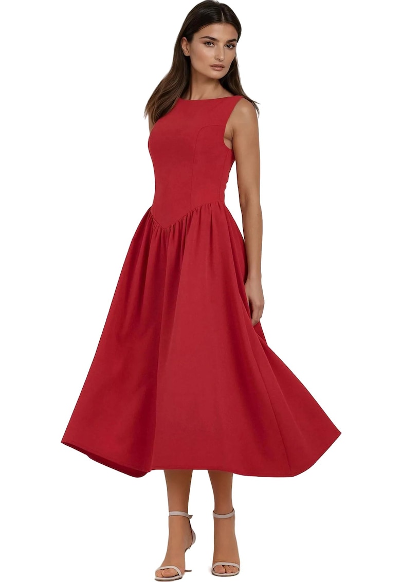 Oferte la Rochie midi A -  Rosu - Textil