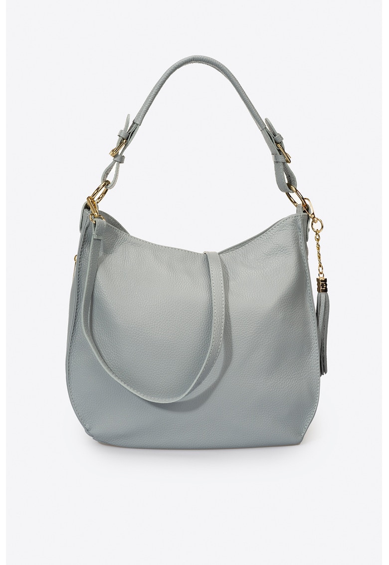 Geanta hobo piele - Gri cenusiu - 28x36x13