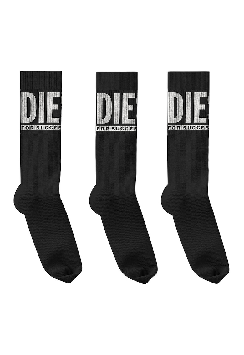 Set de sosete lungi cu logo - 3 perechi - Negru/Gri deschis