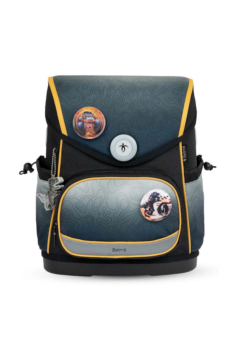 Rucsac ergonomic cu partea din spate dublata Compact Plus - Negru/Galben