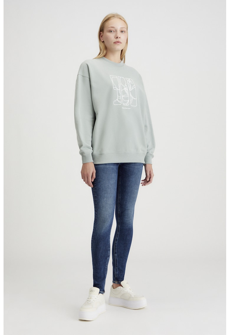 Bluza de trening din bumbac organic cu broderie logo - Gri cenusiu