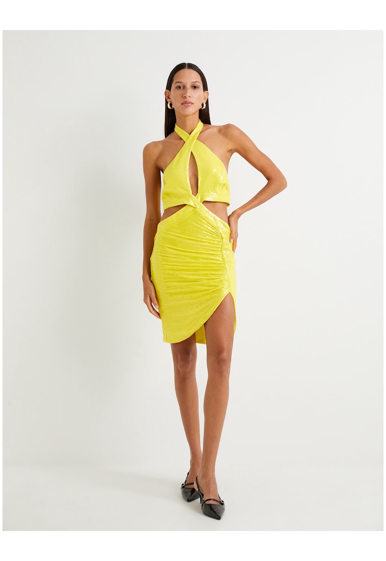 Rochie mini asimetrica cu decupaje - Verde