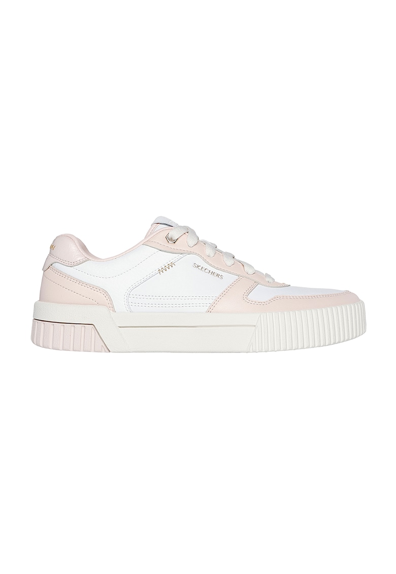Pantofi sport de piele ecologica cu logo - Alb/Roz pal