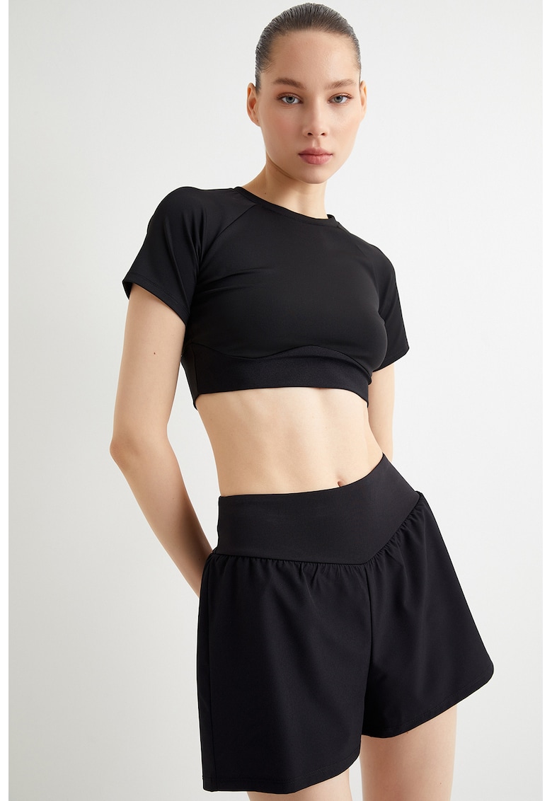 Tricou crop uni - Negru