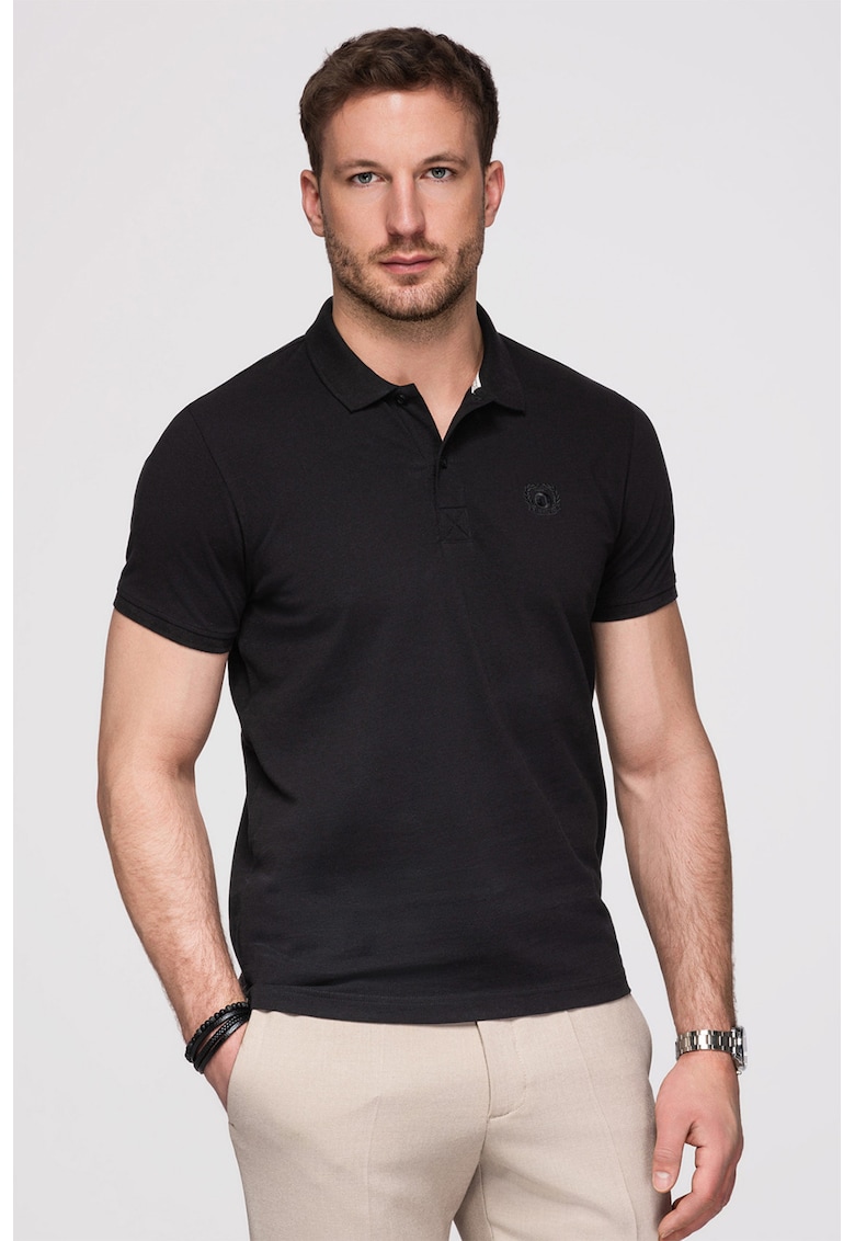 Tricou polo cu model uni - Negru