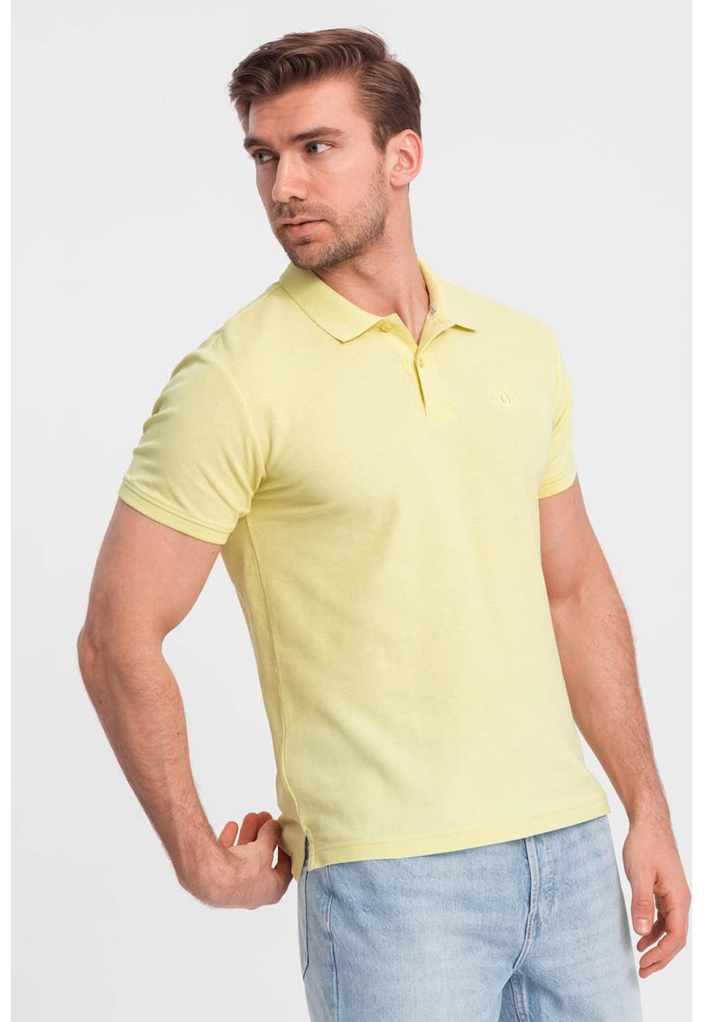 Tricou polo cu model uni - Galben
