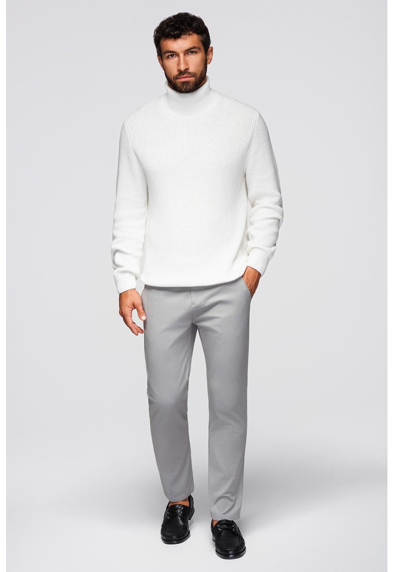 Pantaloni cu croiala conica si buzunare laterale - Gri deschis