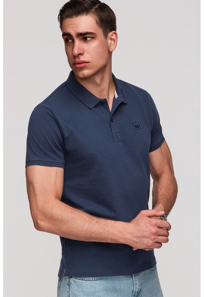 Tricou polo cu model uni - Bleumarin