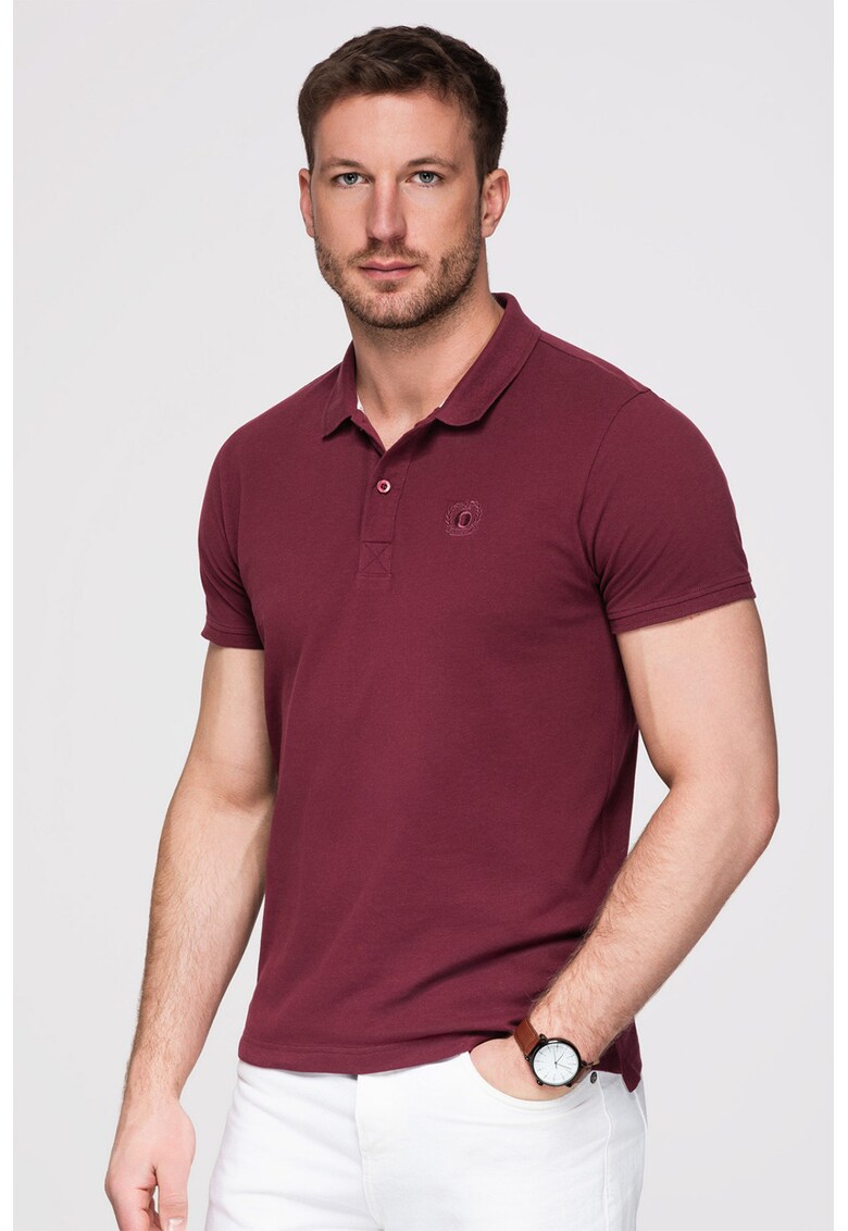 Tricou polo cu model uni - Visiniu