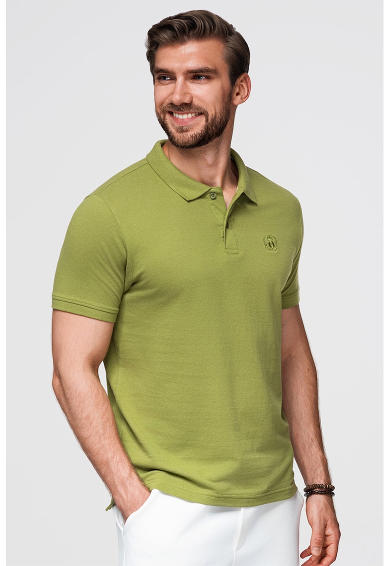 Tricou polo cu model uni - Verde masliniu