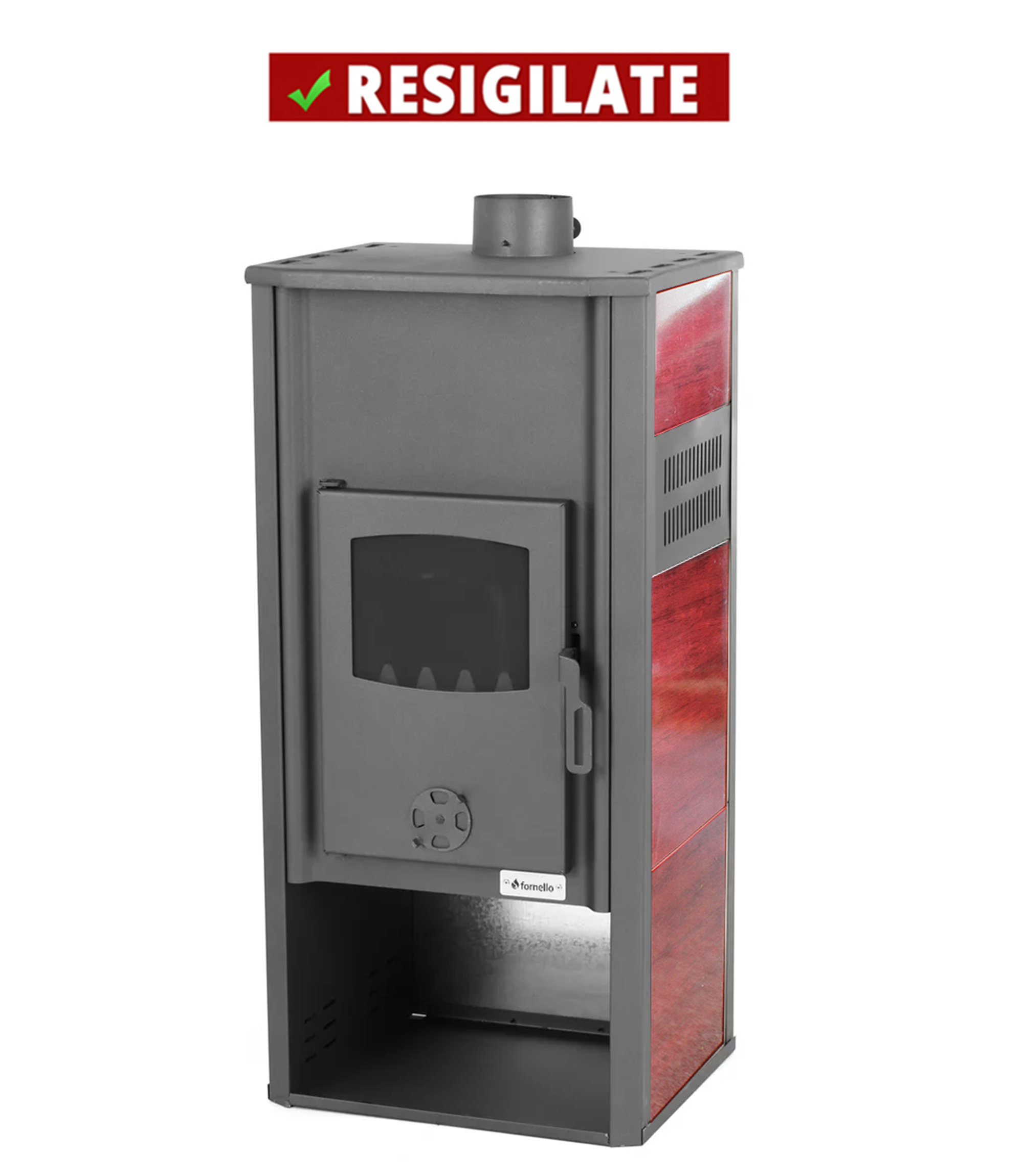 PRODUS NOU RESIGILAT USOR LOVIT DAR IN PERFECTA STARE DE FUNCTIONARE cod 445588 !!! Termosemineu pe lemne brichete si carbune Fornello Roma E Bordeaux 22 kW 49x45x103 cm