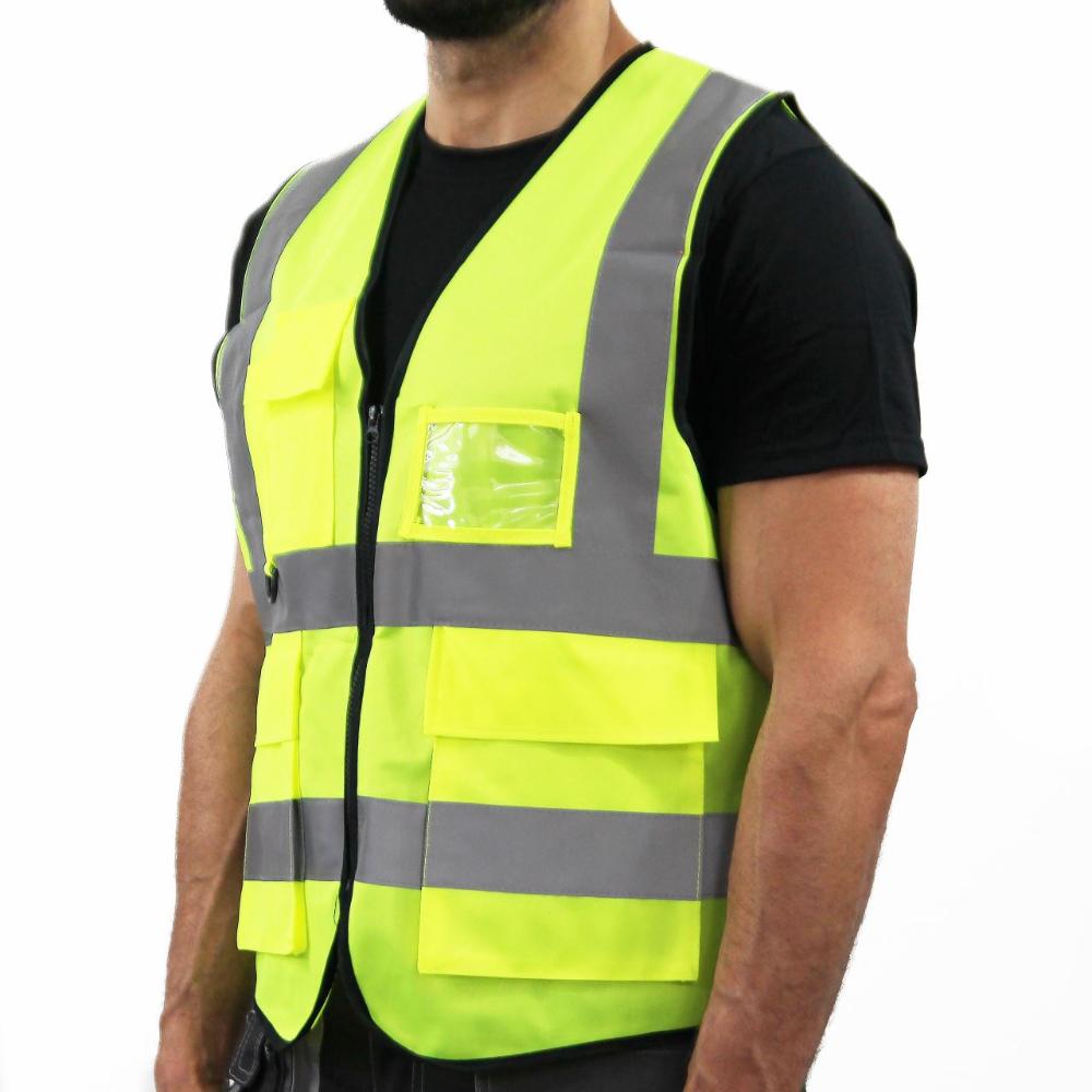 Vesta reflectorizanta, cu buzunare, poliester, galben-neon, marimea 2 XL