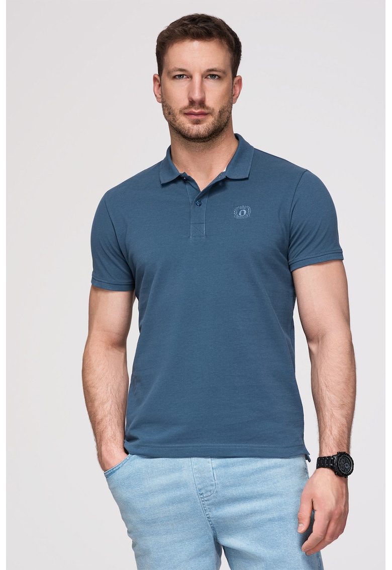 Tricou polo cu model uni - Albastru inchis