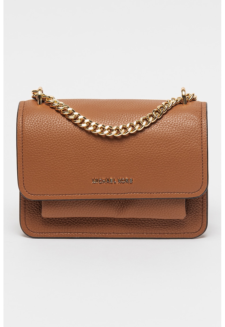 Geanta crossbody din piele cu aspect granulat Claire - Maro scortisoara