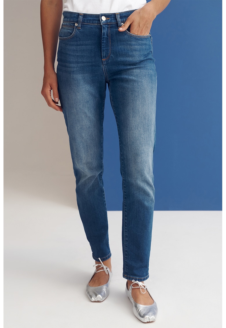 Blugi crop slim fit - Albastru inchis