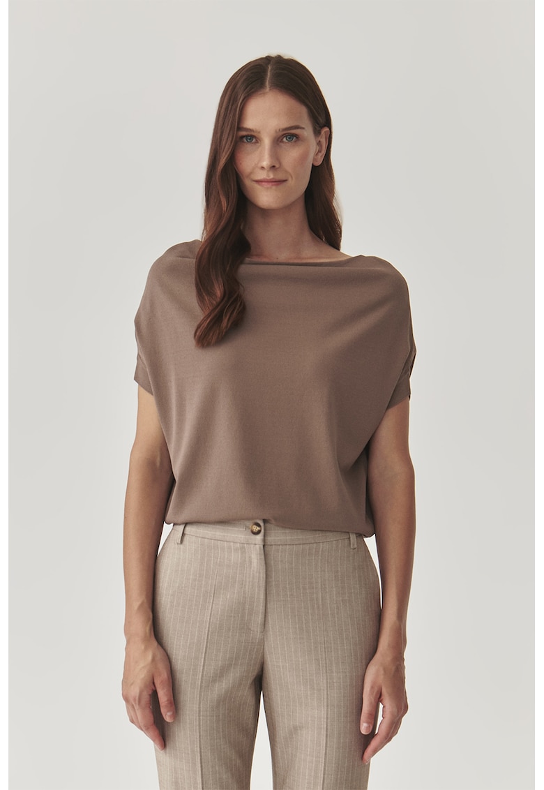Bluza cu decolteu drapat - Kaki