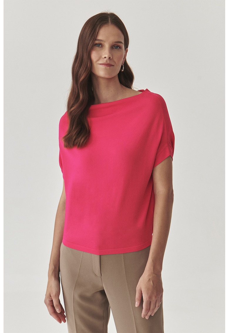Bluza cu decolteu drapat - Fucsia