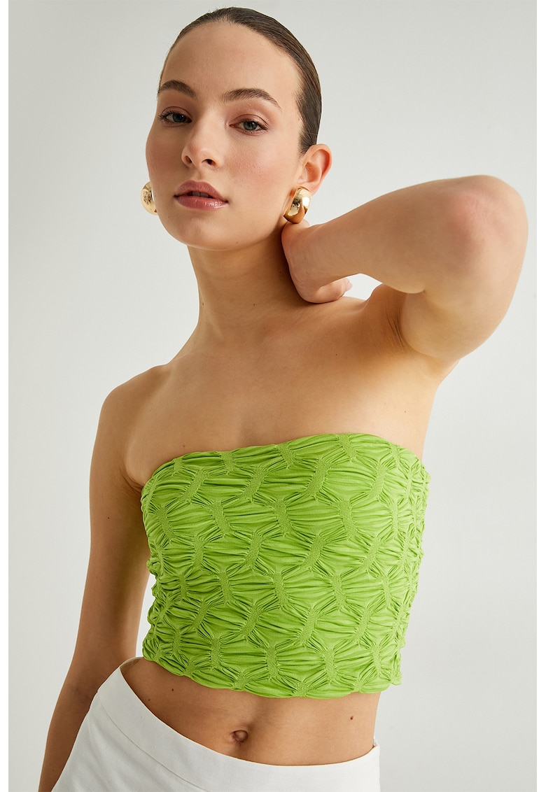 Top crop cu aspect texturat - Verde lime