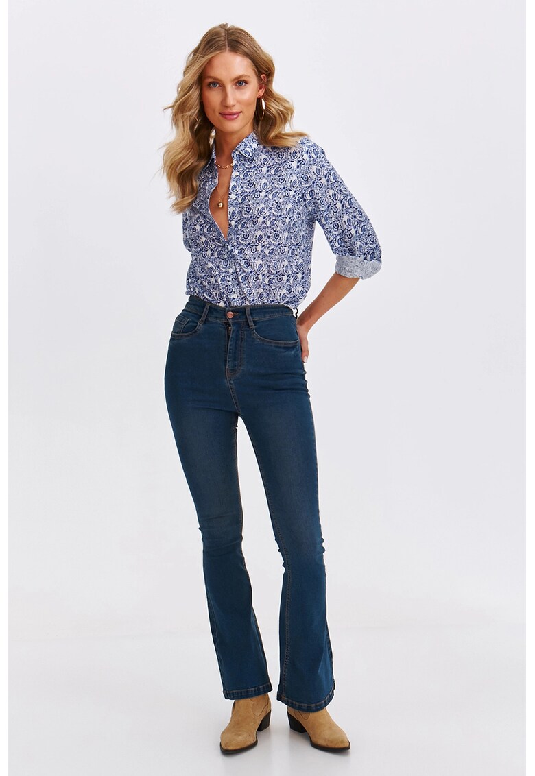 Blugi bootcut cu talie inalta - Bleumarin