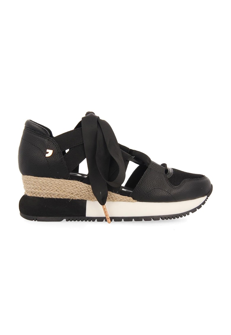 Pantofi sport cu talpa wedge si decupaje Lizarda - Negru