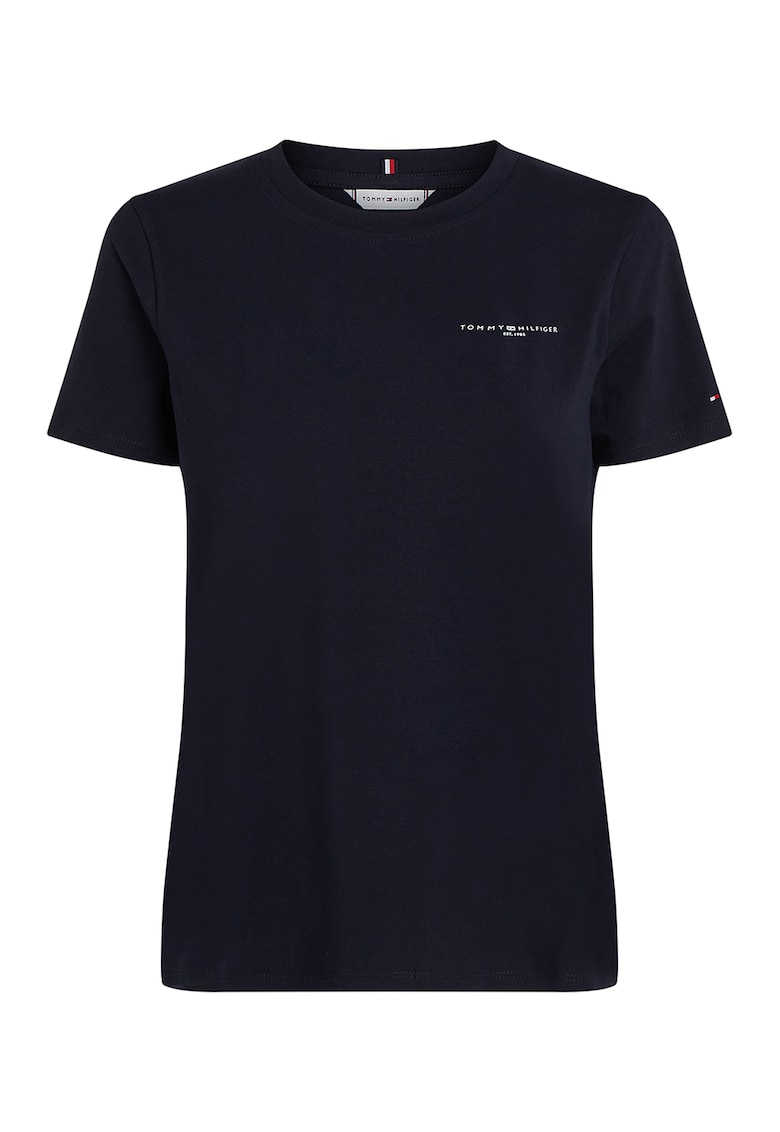 Tricou din amestec de bumbac organic cu decolteu la baza gatului - Negru