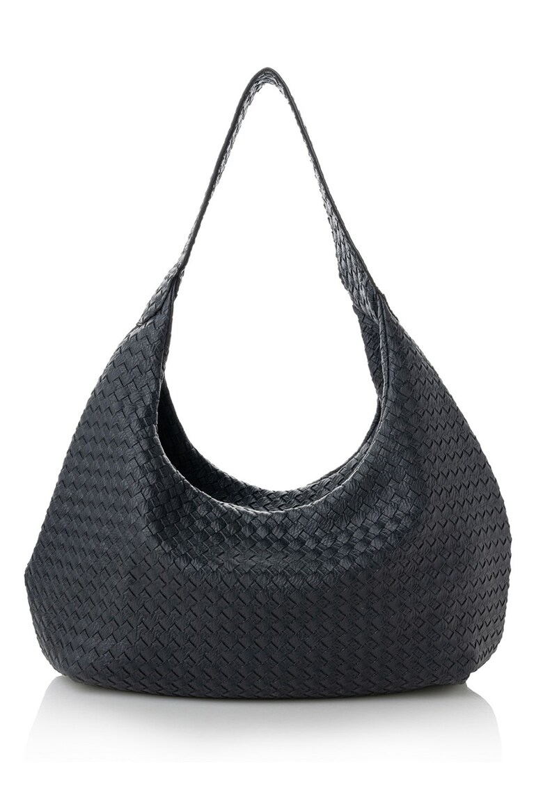 Geanta hobo cu model tesut - Negru