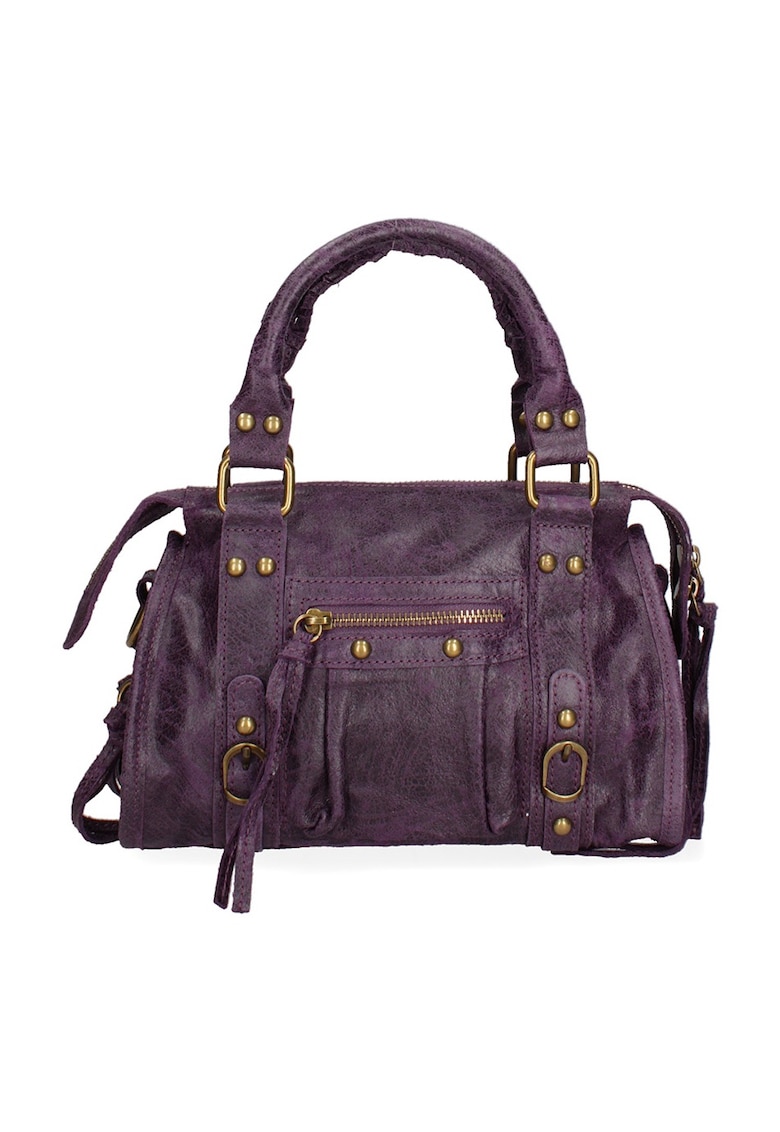 Geanta din piele cu bareta de umar Erisia - Violet aubergine